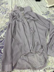 Lilac Sheer Button-Up Top