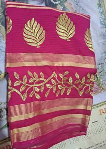 Elegant Pink Embroidered Saree