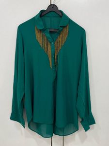 ✨ Steal the Spotlight! Emerald Fringe Blouse ✨