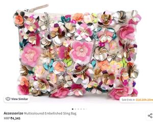 Accessorize London Handwork Floral Ziptop Clutch