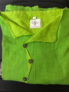 Parrot Green Unique Neckline Cotton Kurti