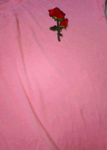 Newly Balloon Top Pink Colour Front Flower Design
