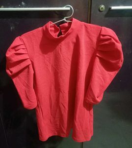 Red Puff Sleeve Top