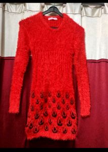 Furry Red Stretchable Top
