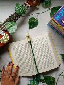 Crochet Flower And Leaf Bookmark