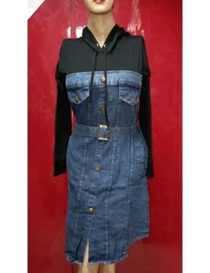 Denim & Black Hoodie Dress