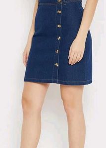 Denim Button-Front Skirt