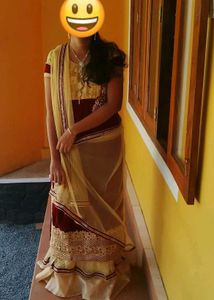 Elegant Maroon &amp; Gold Kurti Skirt Set Duppatta