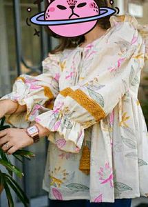 Floral Print Peasant Top