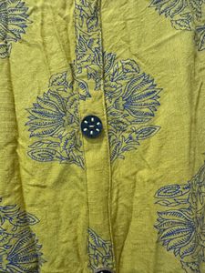 Yellow Printed Straight Kurta