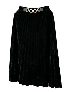 Elegant Black Velvet Midi Skirt