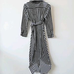 Striped Wrap Maxi Dress