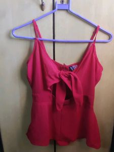 Cute Red Tie-Front Top