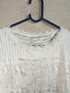 Partywear Lace Mini Dress Layered White