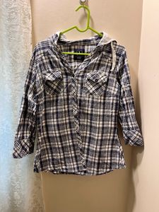 Plaid Hooded Shirt