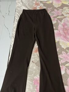 4 Set Of Wide Leg Trousers Brown Black Teal & Grey