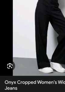 Wide Leg Black Denim Jeans