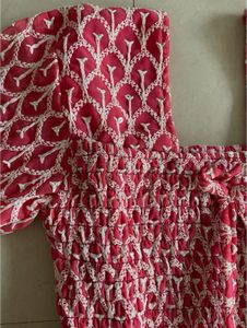 Pink Embroidered Chikankari Short Kutri