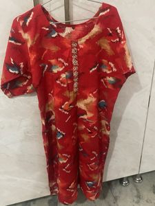 Red Printed Kurta