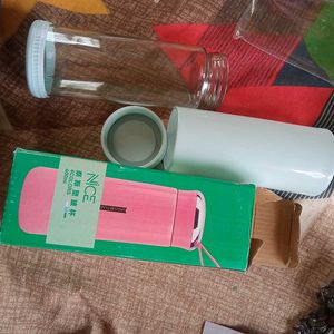 Glass Water Bottle With Plastic Cover
