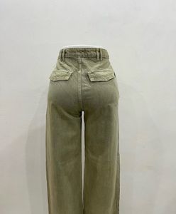 Wide Leg Olive Green Jeans
