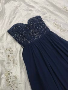 Elegant Navy Beaded Gown