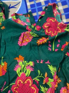Floral Green Kurta Set with organza dupatta