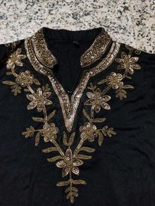 Embroidered Black Kurta