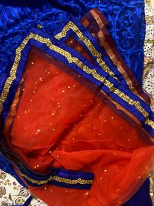 Blue Orange Lehnga Choli