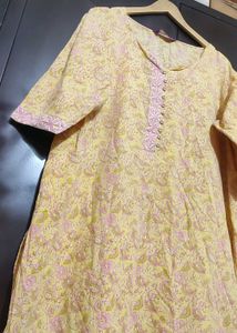 Light Yellow Printed Kurta Plazo Set For 44 Bust
