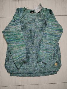 Green Waffle Knit Sweater