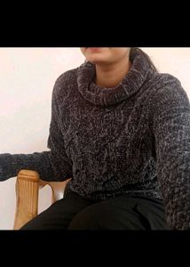 Purple Velvet Turtleneck Sweater