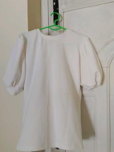 White Puff Sleeve Top