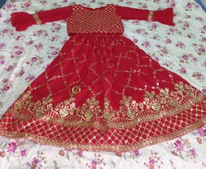 Elegant Red Party Dress for Kids (5-6 Years)