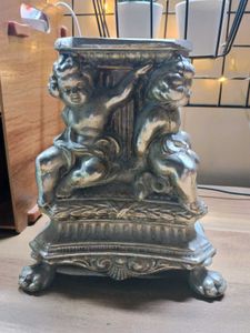 antique Silver plated cast metal angels lamp Base