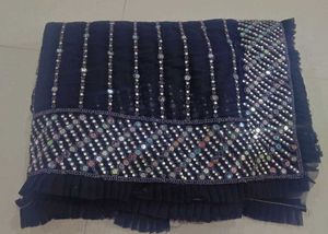 Elegant mirror work black saree