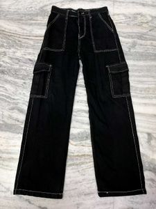 Black Wide Leg Cargo Pants