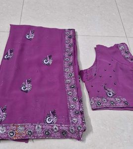 Elegant Purple Saree with Blouse