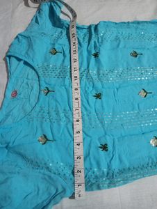 Beautiful Blue Embroidery Kurta For Women