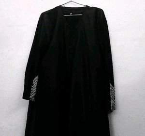 Black Nida Fabric Abaya with Golden Stones