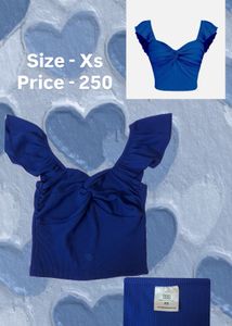 Blue Knotted Crop Top