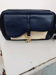 Oriflame Navy & Beige Crossbody Bag