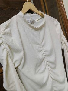 Stylish White Ruched Top