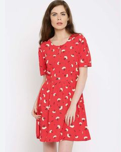 Allen Solly Brand Tomato Red Flower Printed Colour