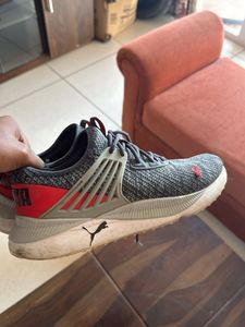 Puma Grey Knit Running Shoes