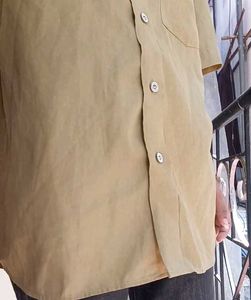 Tan Button-Up Short Sleeve Shirt