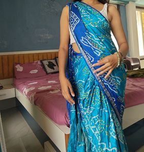cute blue sareeee with Beaty
