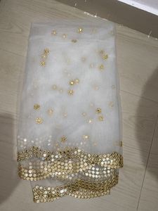 Beautiful White Golden Mirror work Dupatta❤️
