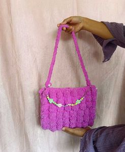Purple Puffcorn Crochet Bag