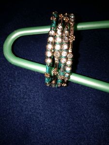 #green Set Of 4 Silk Thread Bangles Grab Now